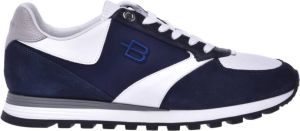 Baldinini Blue suede and white leather low-top trainers Blauw Heren