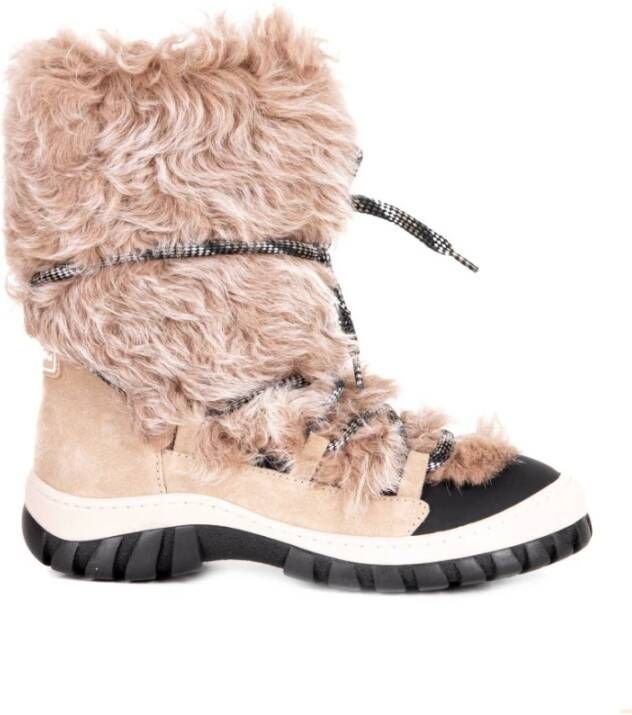 Baldinini Leather ankle boot with fur inserts in black and taupe Beige Dames