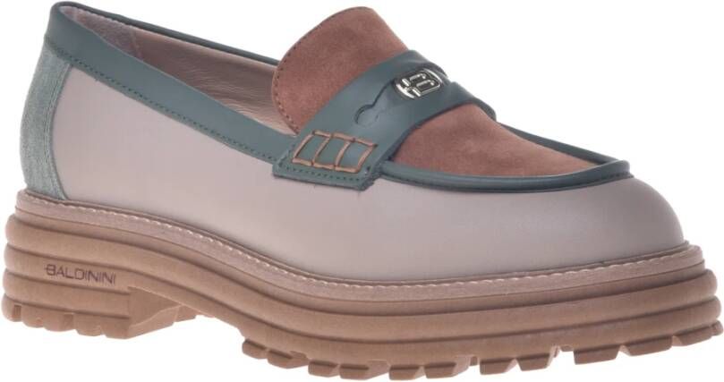 Baldinini CalfLeather loafers in taupe green and brown Dames