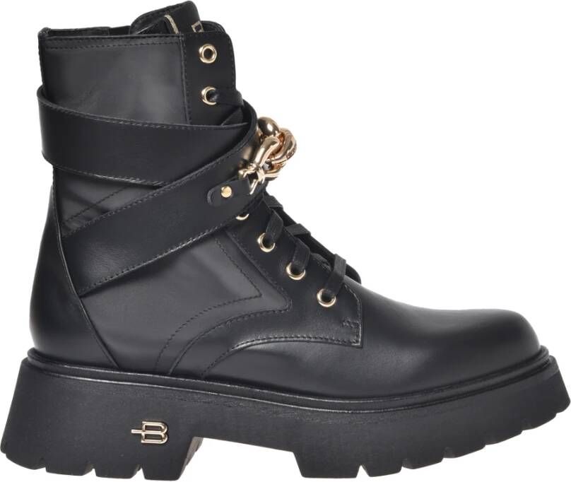 Baldinini Combat boots in black calfskin Zwart Dames
