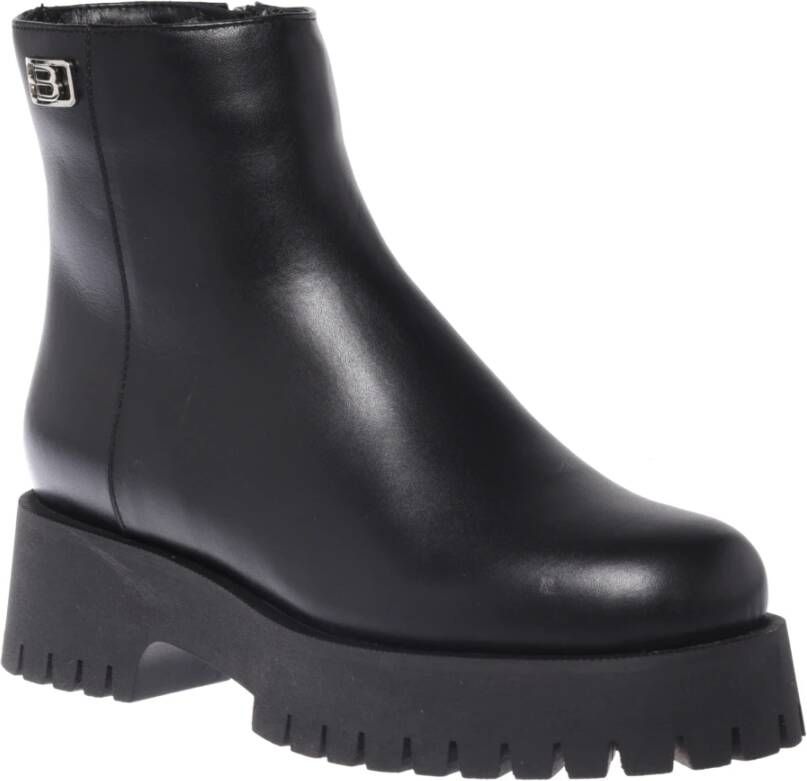 Baldinini Combat boots in black leather Black Dames