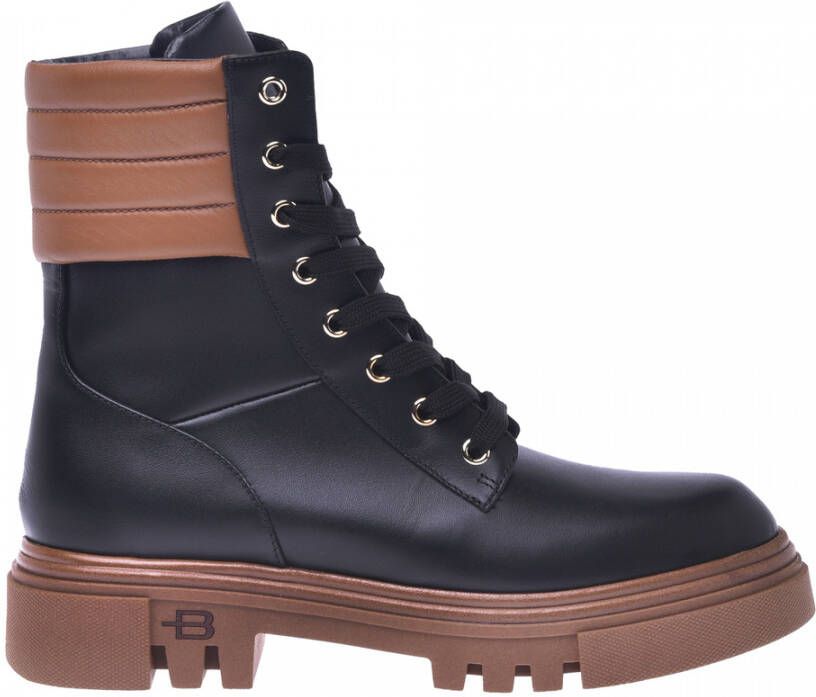 Baldinini Combat boots in black calfskin Zwart Dames