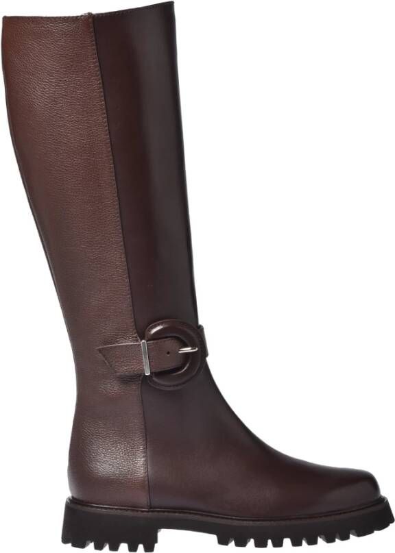 Baldinini Dark brown leather and tumbled leather boots