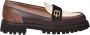 Baldinini Dark brown leather and vanilla patent leather loafers - Thumbnail 1