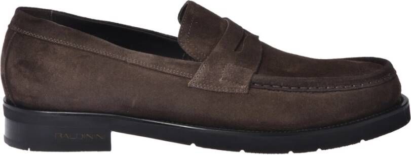 Baldinini Dark brown suede leather loafers
