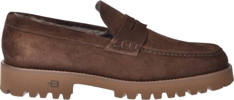 Baldinini Dark brown suede leather loafers