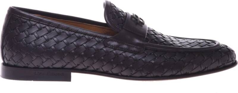 Baldinini Dark brown woven leather loafer