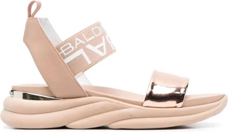 Baldinini Nude patent leather and calfskin sandals Beige Dames