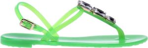 Baldinini Fluo green rubber thong sandals Groen Dames
