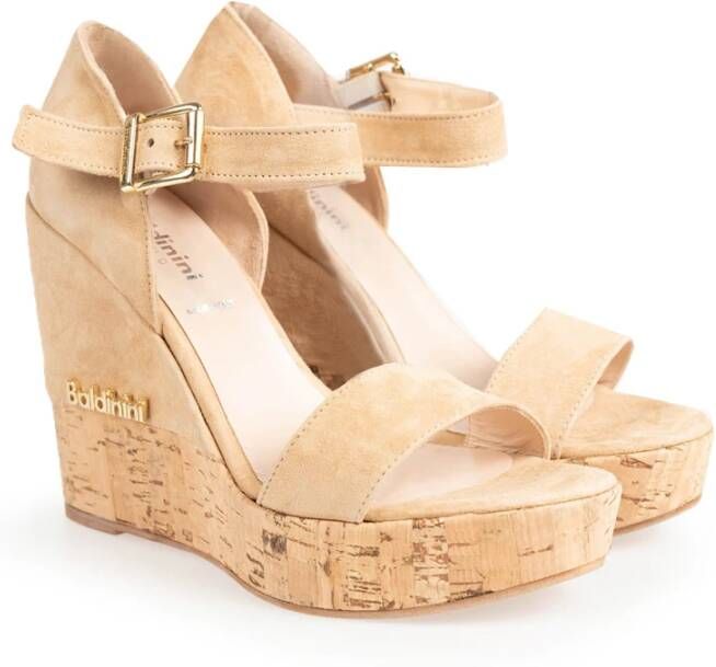 Baldinini Gespband Sleehak Sandalen Beige Dames