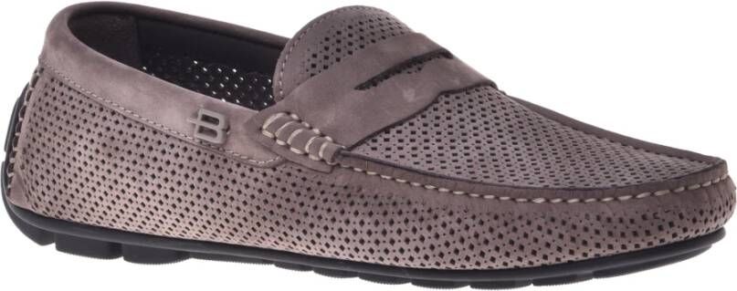 Baldinini Lace-up in taupe perforated nubuck Gray Heren