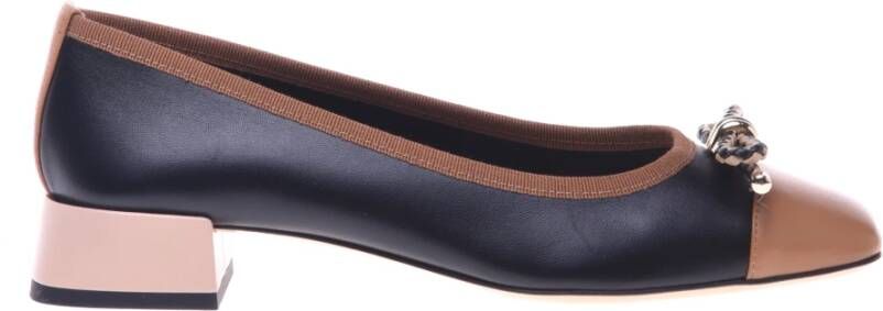 Baldinini Leather and black nappa leather court shoe