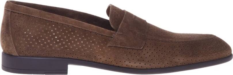 Baldinini Leather perforated suede loafer