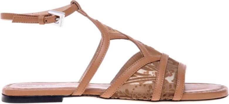 Baldinini Leather petal mesh sandal