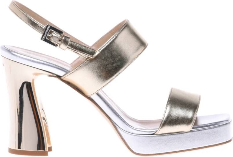 Baldinini Light gold and silver laminated nappa sandal