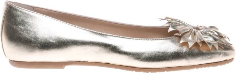 Baldinini Light gold laminated nappa leather ballerina
