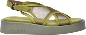 Baldinini Lime nappa leather and mesh sandals Groen Dames