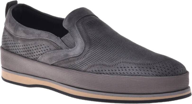 Baldinini Loafer in grey perforated suede Gray Heren