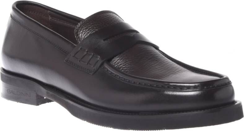 Baldinini Loafers in dark brown leather and tumbled leather Brown Heren