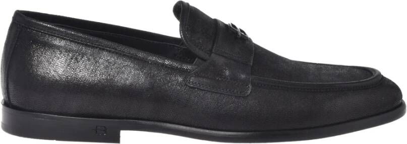 Baldinini Metallic black suede loafers