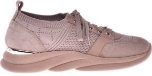 Baldinini Nude leather and fabric low-top trainers Roze Dames