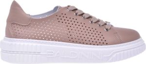 Baldinini Nude perforated calfskin tennis shoes Roze Dames