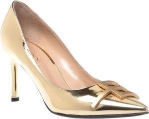 Baldinini Platinum calfskin leather court shoes Geel Dames