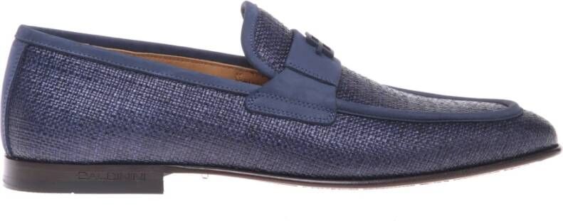 Baldinini Raffia and blue nubuck loafer