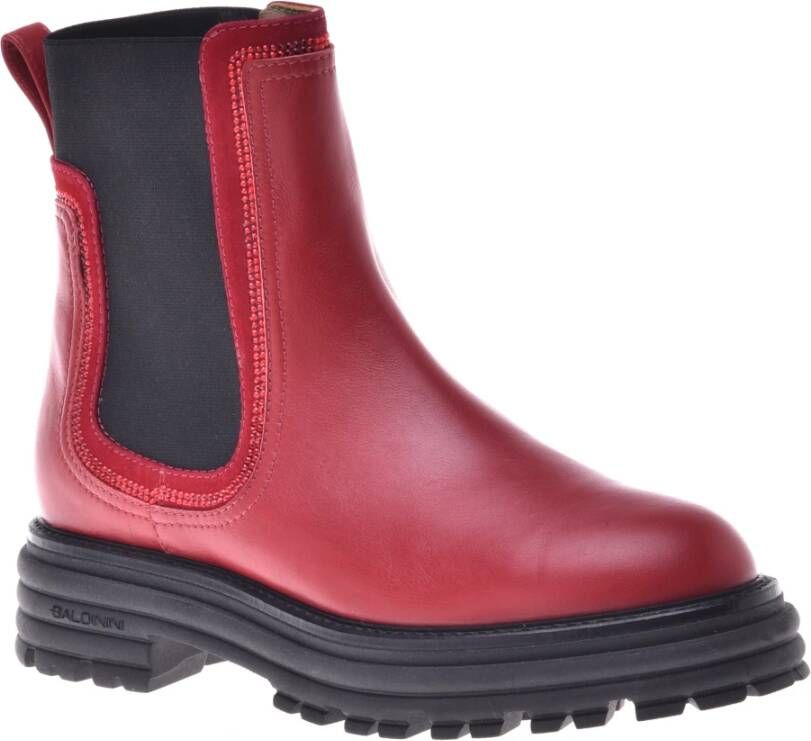 Baldinini Red ankle boots in calfLeather and elasticated fabric Red Dames