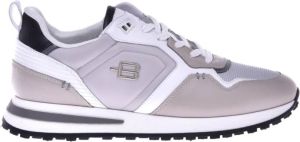 Baldinini Running trainers in beige leather and grey fabric Grijs Heren