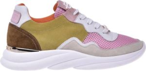 Baldinini Running trainers in lime split leather and pink fabric Roze Dames