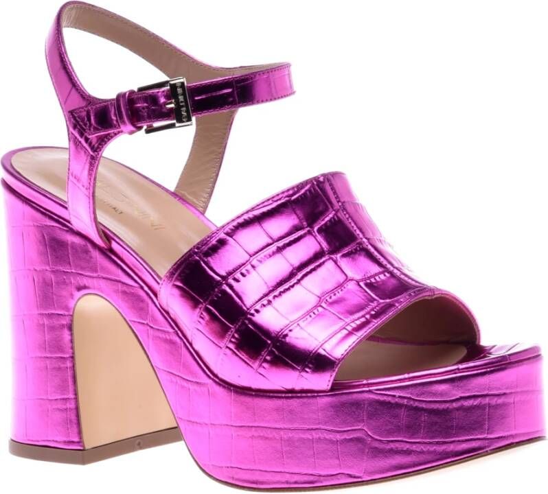 Baldinini Sandal in fuchsia with crocodile print Pink Dames