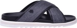Baldinini Slider sandals in black calfskin and rafia Zwart Heren