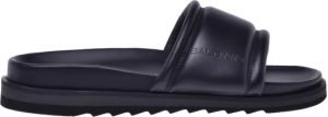Baldinini Slider sandals in black calfskin Zwart Heren