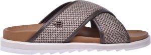 Baldinini Slider sandals in taupe calfskin and rafia Bruin Heren