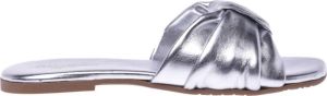 Baldinini Slippers in silver laminated nappa leather Grijs Dames