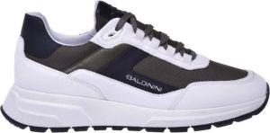 Baldinini Sneakers in white calfskin and military green fabric Wit Heren