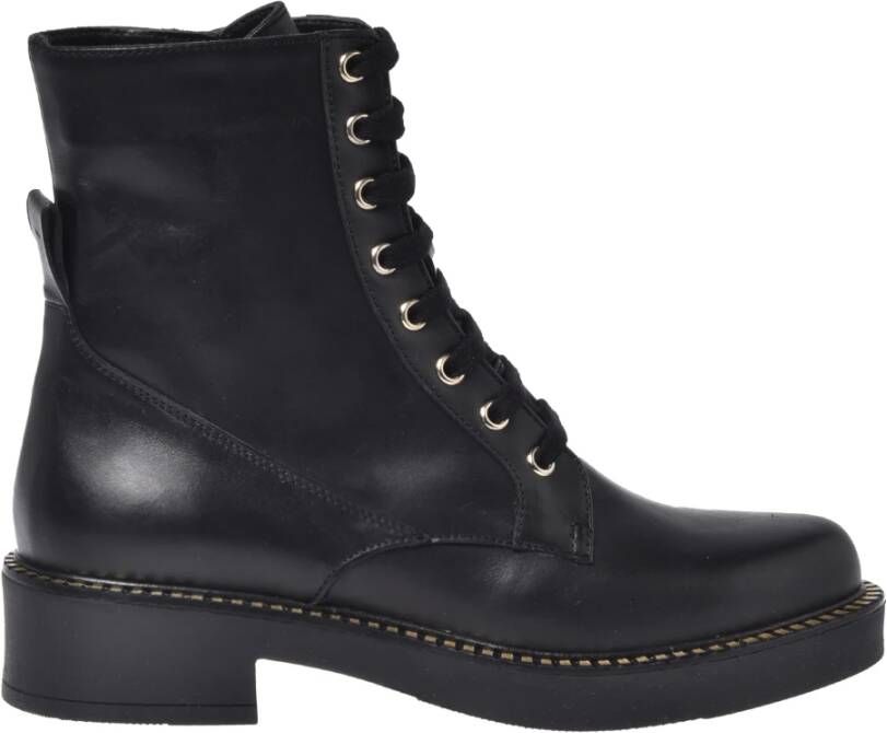 Baldinini Studded black leather combat boots