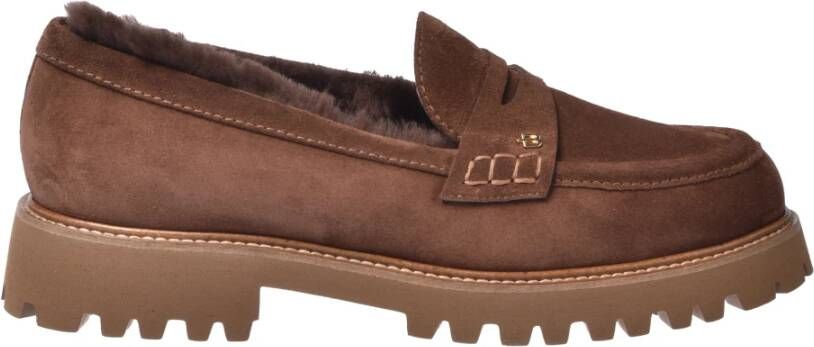 Baldinini Taupe suede leather loafers