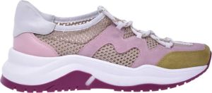 Baldinini Tennis shoes in lime suede and pink fabric Roze Dames