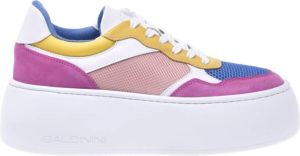 Baldinini Tennis shoes in pink fabric and yellow nappa leather Meerkleurig Dames