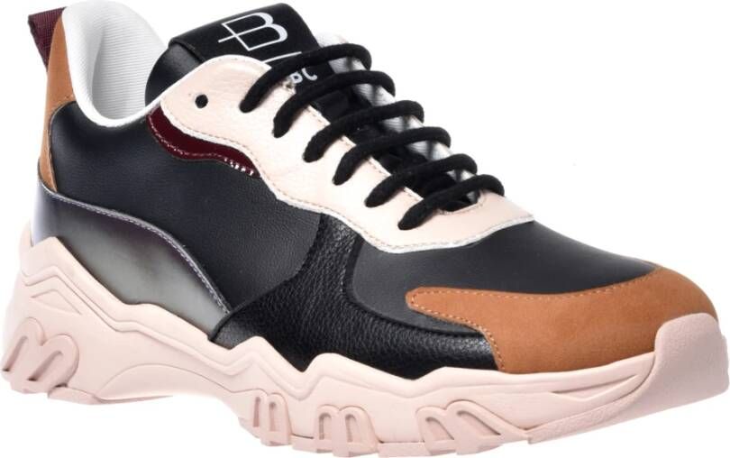 Baldinini Tobacco and black eco-leather trainer Zwart Dames