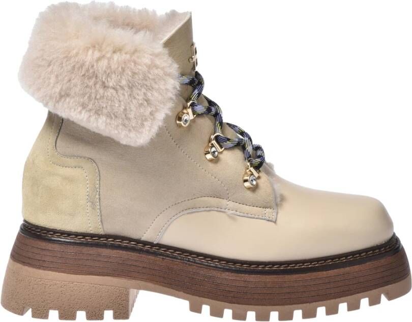 Baldinini Vanilla leather and sheepskin ankle boots
