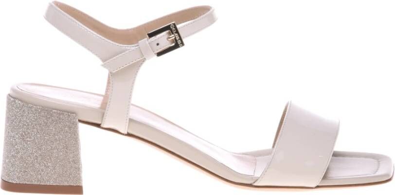 Baldinini Vanilla patent leather sandal with light gold glitter