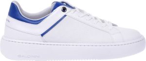 Baldinini White and cornflower blue leather low-top trainers Wit Heren