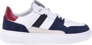 Baldinini White leather and blue split leather low-top trainers Blauw Heren