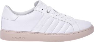 Baldinini White leather and fabric low-top trainers Wit Heren