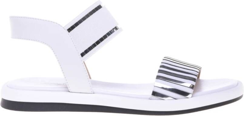Baldinini White leather and mirror elastic sandal