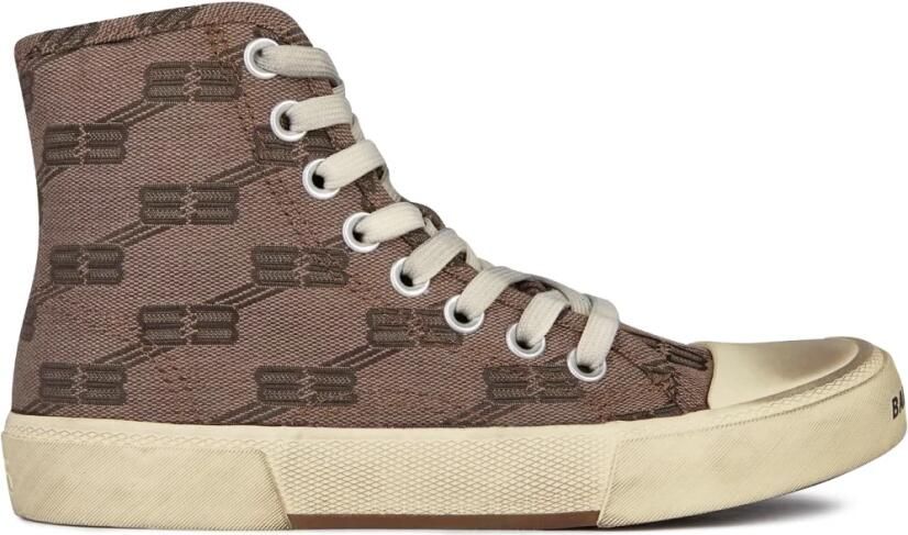 Balenciaga Monogram Logo Hi-Top Sneakers Bruin Dames - Foto 3