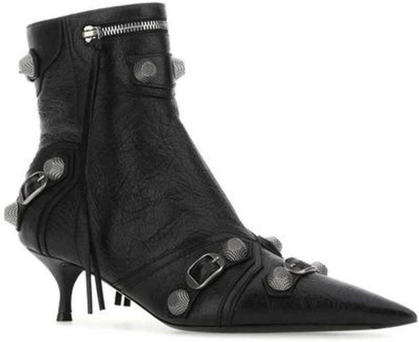 Balenciaga Puntige Neus Studs Kittenhak Enkellaarsjes